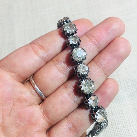 Vintage glam choker, rhinestone & antique silver - Picture 4 of 5